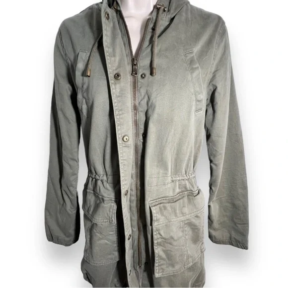 BANANA Republic Women’s Hooded Utility Coat Olive Green Size XS - Picture 4 of 7